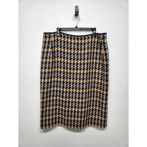NWT. Lafayette 148 Women's Houndstooth Ink Multi Straight/Pencil Skirt, Size 18